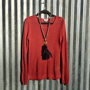 Crochet sheer sweater•medium•coral•EUC